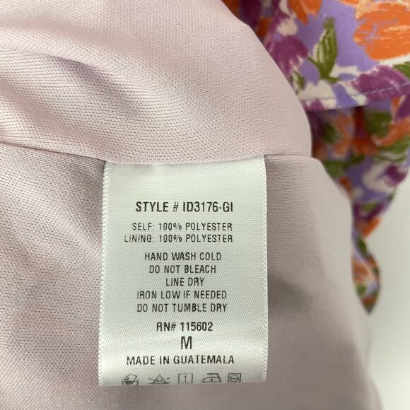 All in Favor | Colorful Floral Flutter Sleeve Faux Wrap Blouson Mini Dress - Picture 11 of 11